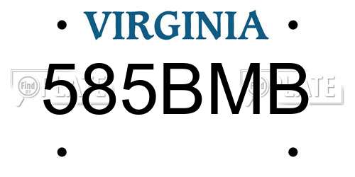 585BMB Virginia License Plate