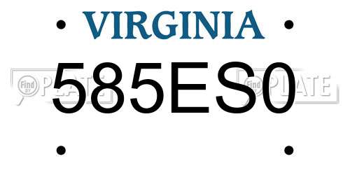 585ES0 Virginia License Plate