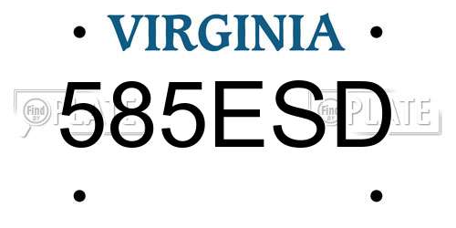 585ESD Virginia License Plate