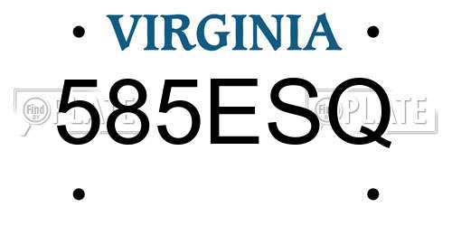 585ESQ Virginia License Plate