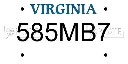585MB7 Virginia License Plate
