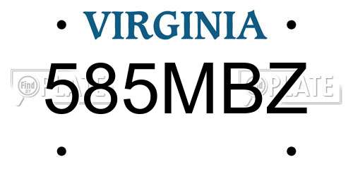 585MBZ Virginia License Plate