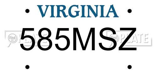 585MSZ Virginia License Plate