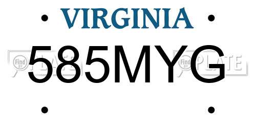 585MYG Virginia License Plate