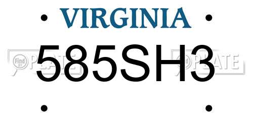 585SH3 Virginia License Plate