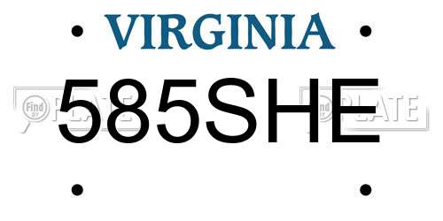 585SHE Virginia License Plate