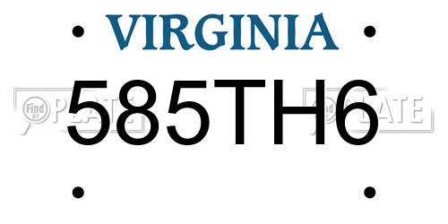 585TH6 Virginia License Plate