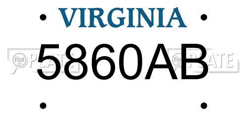 5860AB Virginia License Plate