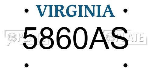 5860AS Virginia License Plate