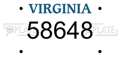 58648 Virginia License Plate