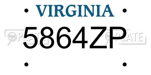 5864ZP Virginia License Plate