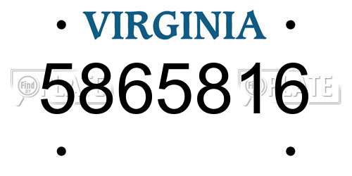 5865816 Virginia License Plate