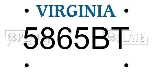 5865BT Virginia License Plate