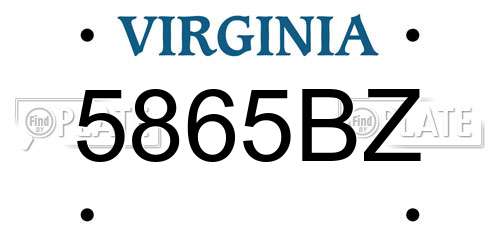 5865BZ Virginia License Plate