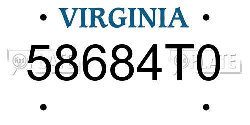 58684T0 Virginia License Plate