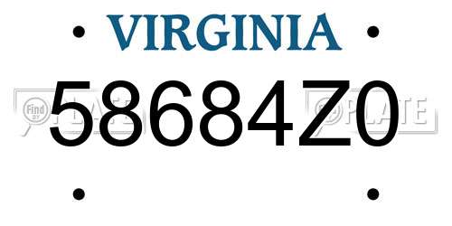 58684Z0 Virginia License Plate