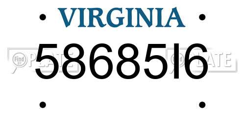 58685I6 Virginia License Plate
