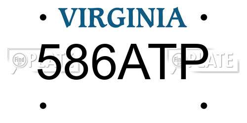 586ATP Virginia License Plate