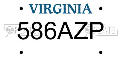 586AZP Virginia License Plate