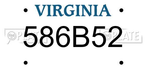 586B52 Virginia License Plate