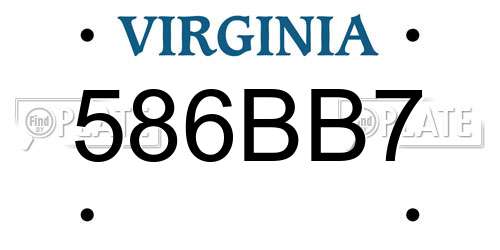 586BB7 Virginia License Plate