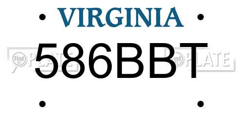 586BBT Virginia License Plate