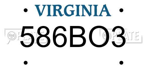 586BO3 Virginia License Plate