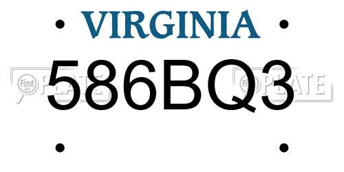 586BQ3 Virginia License Plate