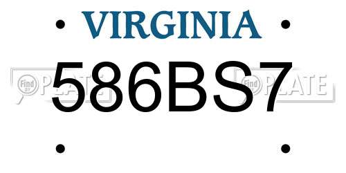 586BS7 Virginia License Plate