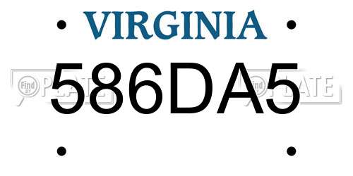 586DA5 Virginia License Plate