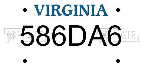 586DA6 Virginia License Plate