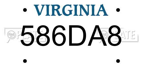 586DA8 Virginia License Plate