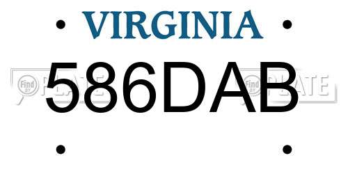 586DAB Virginia License Plate