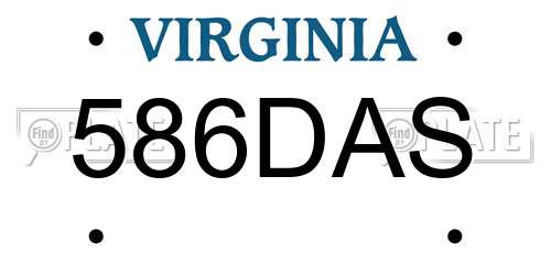 586DAS Virginia License Plate