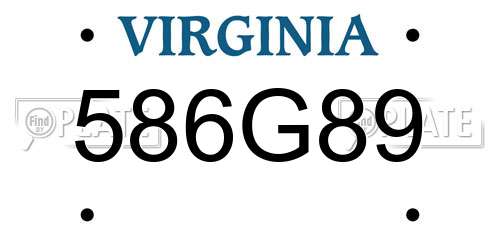586G89 Virginia License Plate