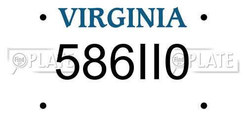 586II0 Virginia License Plate