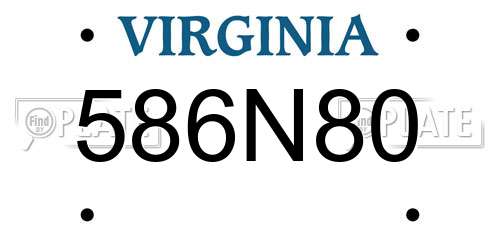 586N80 Virginia License Plate