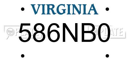 586NB0 Virginia License Plate
