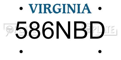 586NBD Virginia License Plate