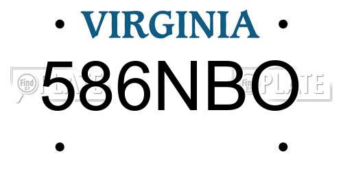 586NBO Virginia License Plate