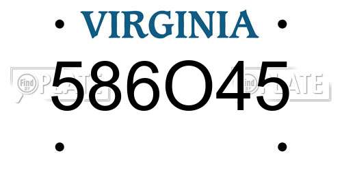 586O45 Virginia License Plate
