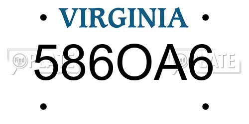 586OA6 Virginia License Plate