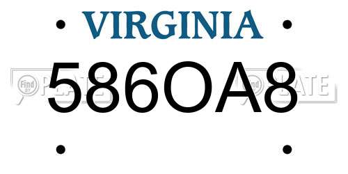 586OA8 Virginia License Plate