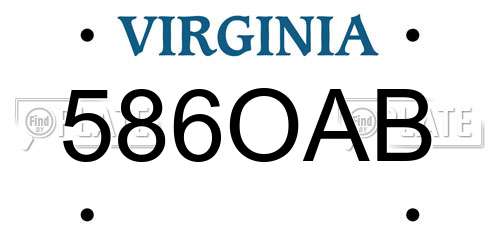 586OAB Virginia License Plate