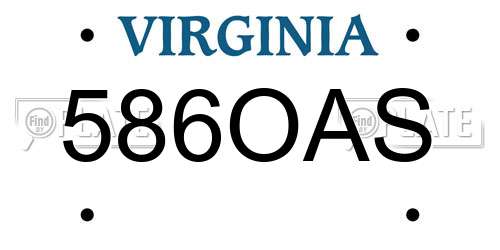 586OAS Virginia License Plate