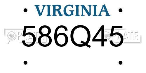 586Q45 Virginia License Plate