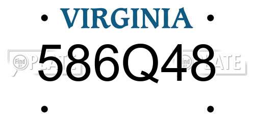 586Q48 Virginia License Plate