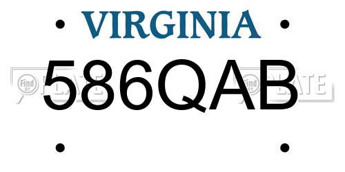 586QAB Virginia License Plate