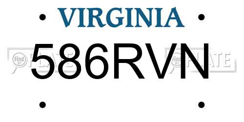 586RVN Virginia License Plate