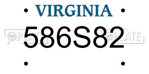 586S82 Virginia License Plate